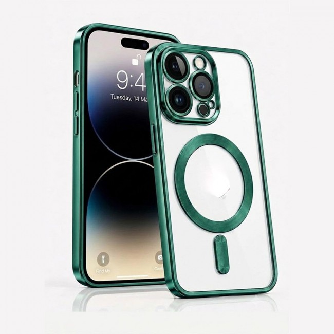 MARGOUN MagSafe Magnetic Clear for iPhone 14 Pro Case – Slim Shockproof Protective Cover with Bumper and Camera Lens Protection - Dark Green