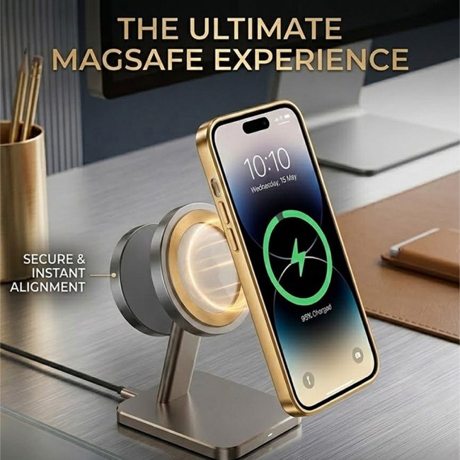 MARGOUN MagSafe Magnetic Clear for iPhone 14 Pro Case – Slim Shockproof Protective Cover with Bumper and Camera Lens Protection - Gold