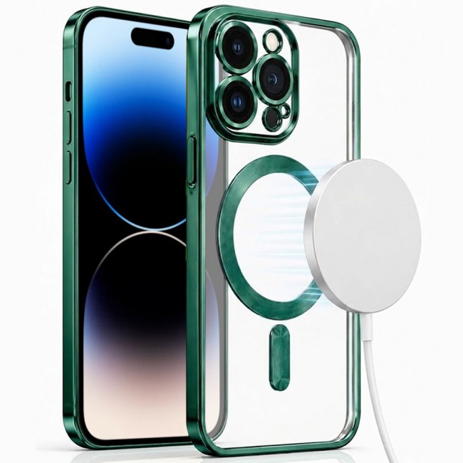 MARGOUN MagSafe Magnetic Clear for iPhone 14 Pro Case – Slim Shockproof Protective Cover with Bumper and Camera Lens Protection - Light Green