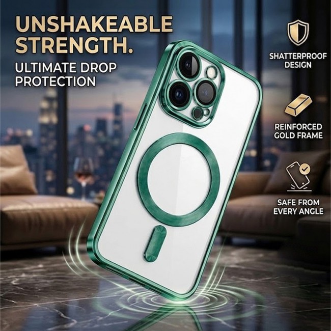 MARGOUN MagSafe Magnetic Clear for iPhone 14 Pro Case – Slim Shockproof Protective Cover with Bumper and Camera Lens Protection - Light Green