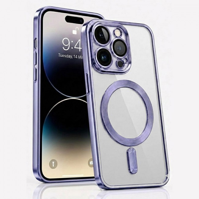 MARGOUN MagSafe Magnetic Clear for iPhone 14 Pro Case – Slim Shockproof Protective Cover with Bumper and Camera Lens Protection - Purple