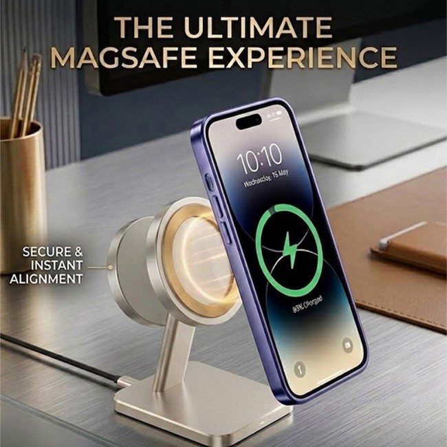 MARGOUN MagSafe Magnetic Clear for iPhone 14 Pro Case – Slim Shockproof Protective Cover with Bumper and Camera Lens Protection - Purple