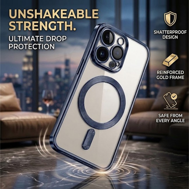 MARGOUN MagSafe Magnetic Clear for iPhone 14 Pro Case – Slim Shockproof Protective Cover with Bumper and Camera Lens Protection - Dark Blue