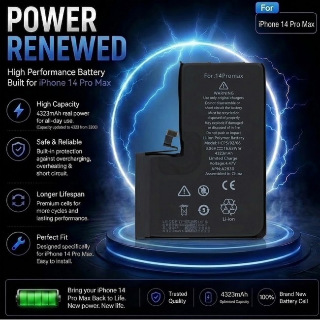 Margoun Replacement Battery for iPhone 14 Pro Max, High Capacity Li-ion Internal Battery Cell