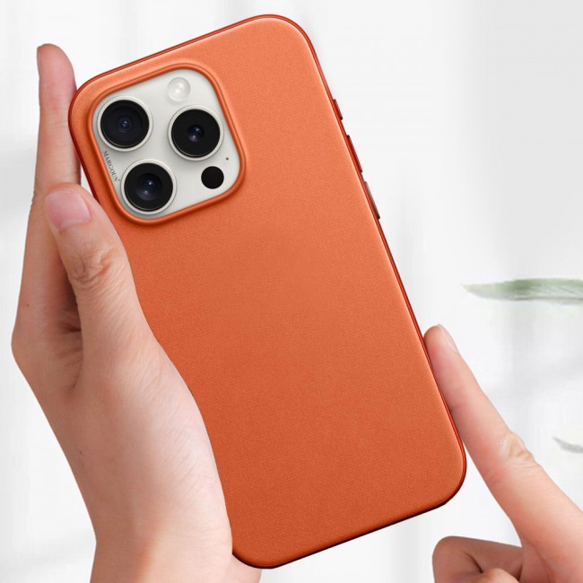 MARGOUN For iPhone 15 Pro Max Finewoven Case Compatible with MagSafe Shockproof Protective Slim Cover (Orange)