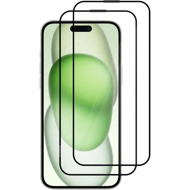 MARGOUN 2 Pack For iPhone 15 Pro Max Screen Protector Side Black Tempered Glass 9H Hardness Anti Finger-Print