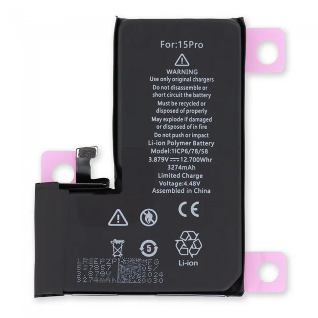 Margoun Replacement Battery for iPhone 15 Pro , High Capacity Li-ion Internal Battery Cell