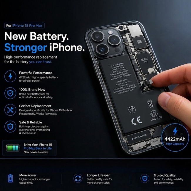Margoun Replacement Battery for iPhone 15 Pro Max, High Capacity Li-ion Internal Battery Cell