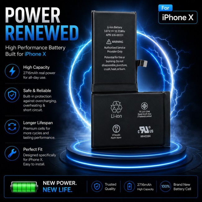 Margoun Replacement Battery for iPhone X , High Capacity Li-ion Internal Battery Cell