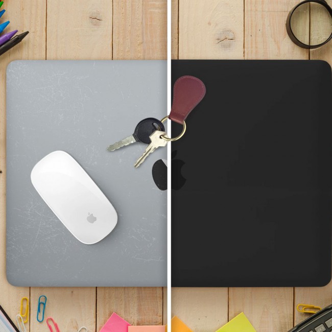 MacBook Air 13.3 inch A1932 A2179 Case Cover and Keyboard Protector Skin - Black