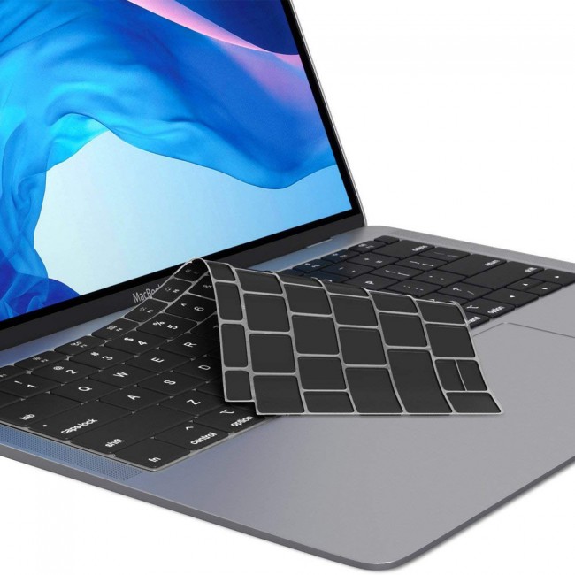 MacBook Air 13.3 inch A1932 A2179 Case Cover and Keyboard Protector Skin - Black
