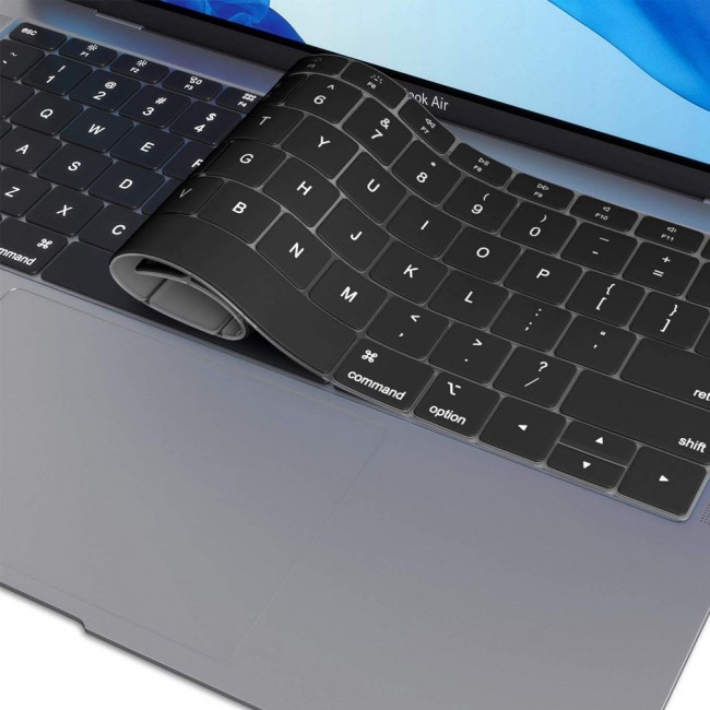 MacBook Air 13.3 inch A1932 A2179 Case Cover and Keyboard Protector Skin - Black