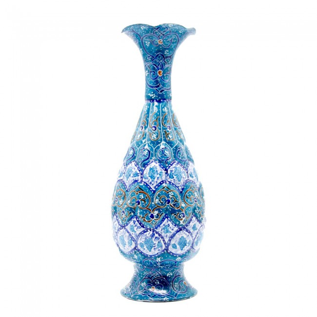 Persian Handmade Enamel on Copper Vase with Perfect Design MGH113 - Sky Blue and Dark Blue