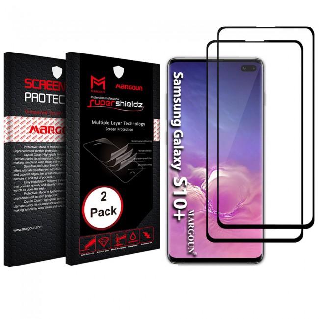 2Pack Galaxy S10 Plus 3D Tempered Screen Protector Super Shieldz by Margoun