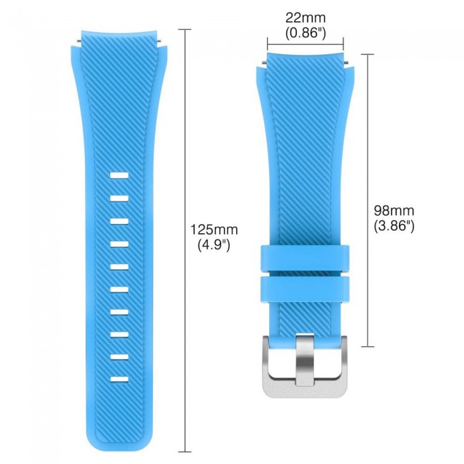 Textured Silicone Band 22mm for Samsung Gear S3 Frontier S3 Classic Smart Watch - Sky Blue