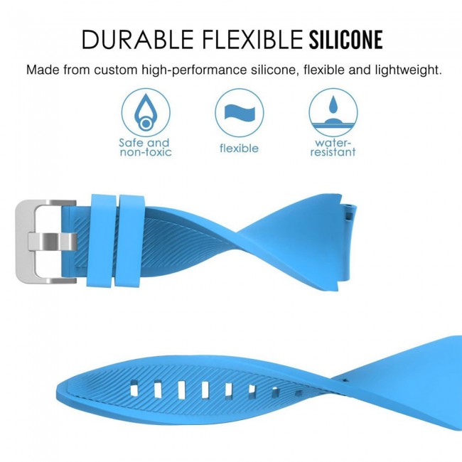 Textured Silicone Band 22mm for Samsung Gear S3 Frontier S3 Classic Smart Watch - Sky Blue