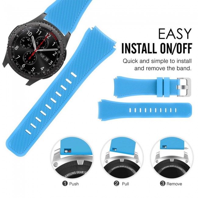 Textured Silicone Band 22mm for Samsung Gear S3 Frontier S3 Classic Smart Watch - Sky Blue