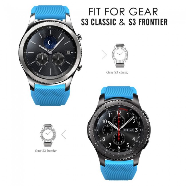 Textured Silicone Band 22mm for Samsung Gear S3 Frontier S3 Classic Smart Watch - Sky Blue