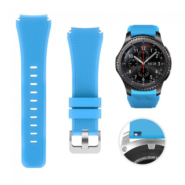 Textured Silicone Band 22mm for Samsung Gear S3 Frontier S3 Classic Smart Watch - Sky Blue
