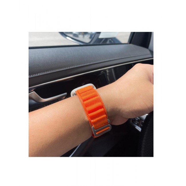 Apple Watch Alpine Loop Band 49mm/45mm/44mm Nylon Woven Sport Strap Compatible with iWatch Series 8/Ultra/7/SE/6/5/4/3/2/1 Black/Orange