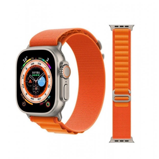 Apple Watch Alpine Loop Band 49mm/45mm/44mm Nylon Woven Sport Strap Compatible with iWatch Series 8/Ultra/7/SE/6/5/4/3/2/1 Black/Orange