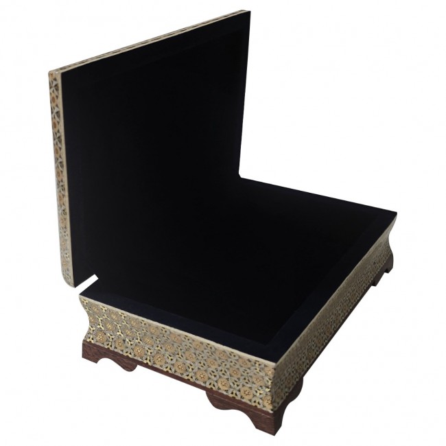 MARGOUN Handmade Khatamkari Inlaid Wooden Jewelry Box, Decorative Keepsake Box, Authentic Middle Eastern Marquetry Art, 22x14x7.5 cm