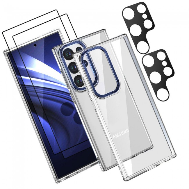 MARGOUN 5 Packs For Samsung Galaxy S23 Ultra Clear Case With 2 Screen Protectors and 2 Camera Lens Protectors/Blue