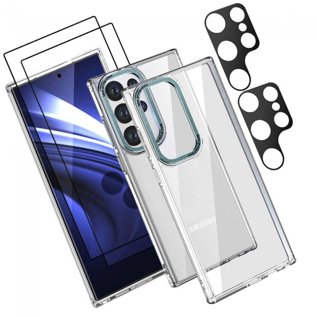MARGOUN 5 Packs For Samsung Galaxy S23 Ultra Clear Case With 2 Screen Protectors and 2 Camera Lens Protectors/Green