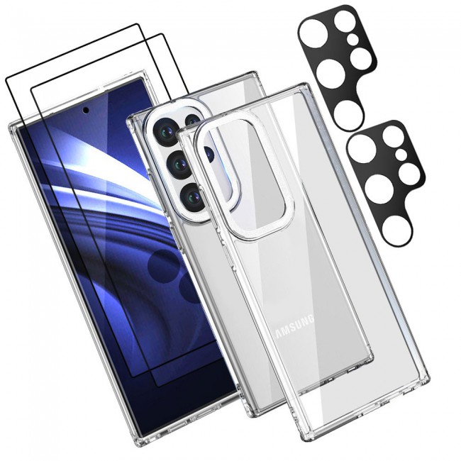 MARGOUN 5 Packs For Samsung Galaxy S23 Ultra Clear Case With 2 Screen Protectors and 2 Camera Lens Protectors/White