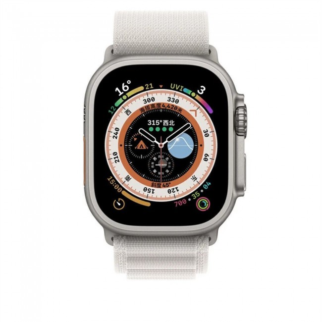 Apple Watch Alpine Loop Band 49mm/45mm/44mm Nylon Woven Sport Strap Compatible with iWatch Series 8/Ultra/7/SE/6/5/4/3/2/1 Orange/White