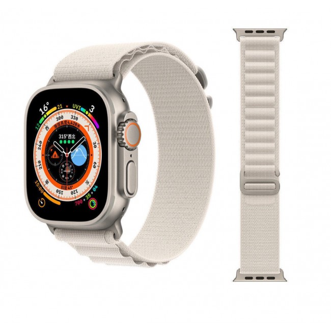 Apple Watch Alpine Loop Band 49mm/45mm/44mm Nylon Woven Sport Strap Compatible with iWatch Series 8/Ultra/7/SE/6/5/4/3/2/1 White