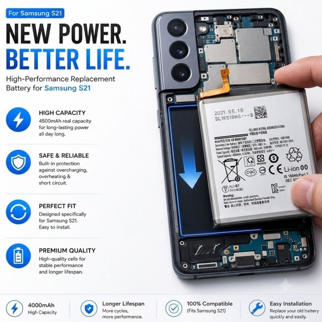Margoun Replacement Battery for Samsung Galaxy S21 , High Capacity Li-ion Internal Battery Cell