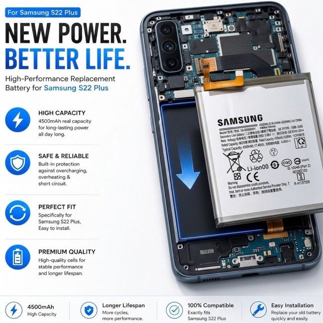 Margoun Replacement Battery for Samsung Galaxy S22 Plus , High Capacity Li-ion Internal Battery Cell