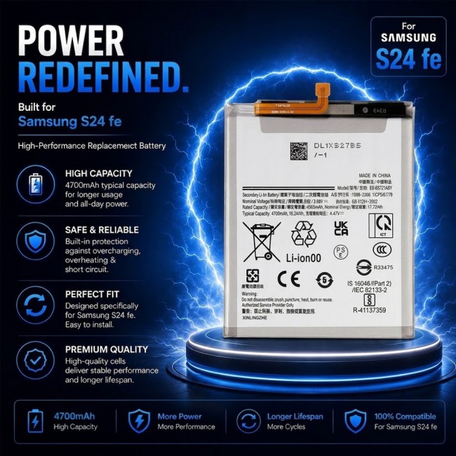 Margoun Replacement Battery for Samsung Galaxy S24 FE, High Capacity Li-ion Internal Battery Cell