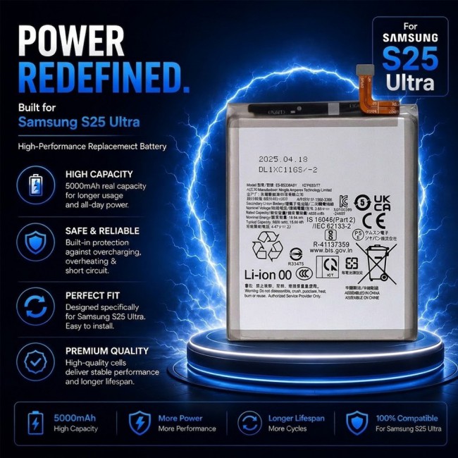 Margoun Replacement Battery for Samsung Galaxy S25 Ultra, High Capacity Li-ion Internal Battery Cell