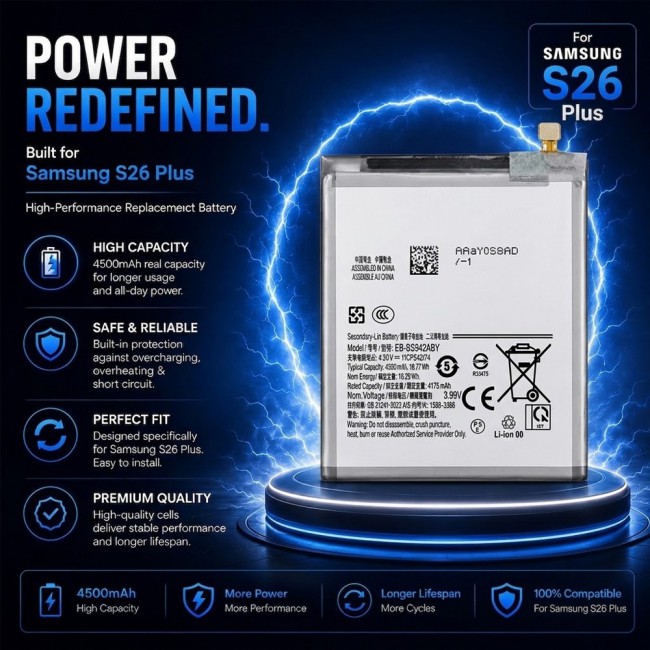 Margoun Replacement Battery for Samsung Galaxy S26 Plus, High Capacity Li-ion Internal Battery Cell