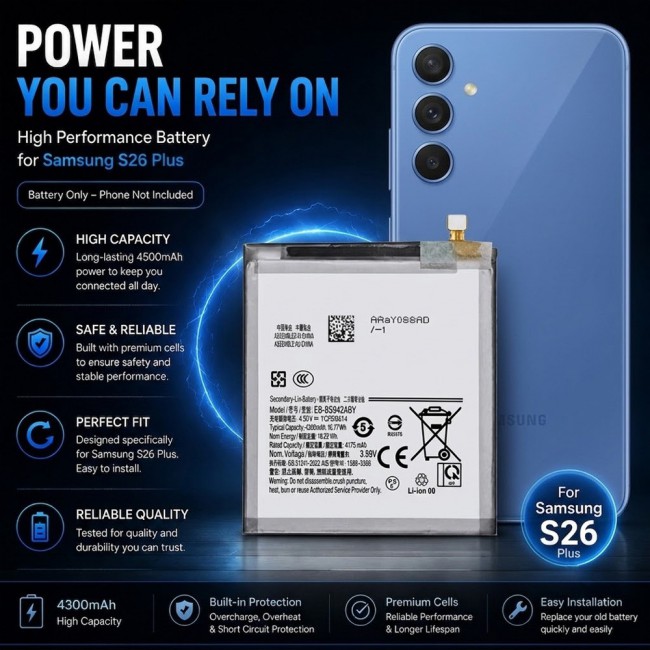 Margoun Replacement Battery for Samsung Galaxy S26 Plus, High Capacity Li-ion Internal Battery Cell
