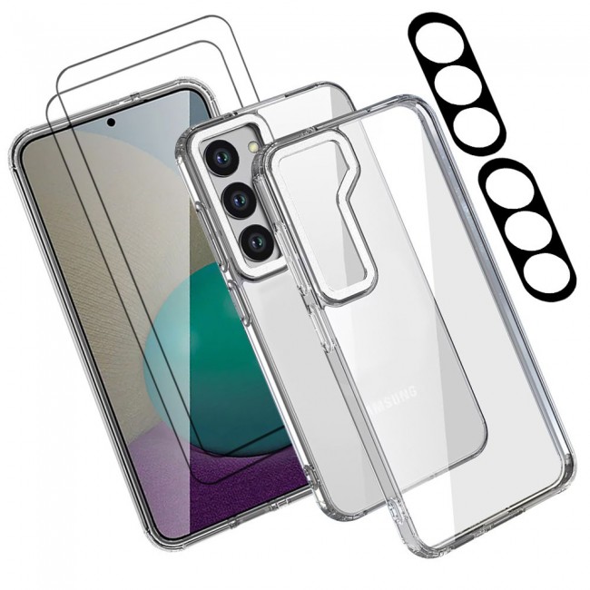 MARGOUN 5 Packs For Samsung Galaxy S23 Plus Clear Case With 2 Screen Protectors and 2 Camera Lens Protectors/White