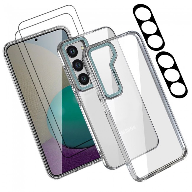 MARGOUN 5 Packs For Samsung Galaxy S23 Plus Clear Case With 2 Screen Protectors and 2 Camera Lens Protectors/Green