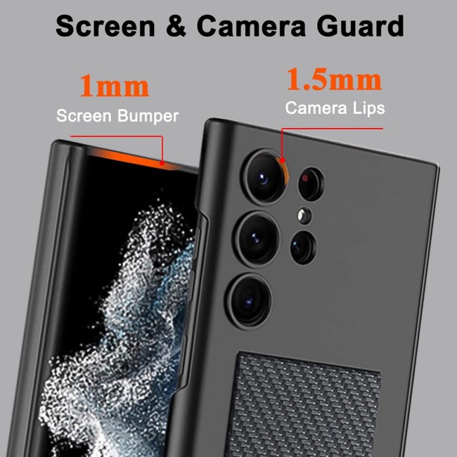 MARGOUN Samsung Galaxy S24 Ultra Case Ultra-Thin Hard Shockproof PC and PU Leather Wristband Cover Phone Case Luxury Slim Wrist Strap Kickstand Full Protective Anti-Scratch Case Black2