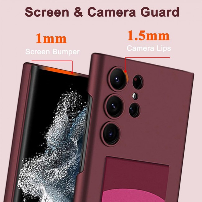MARGOUN Samsung Galaxy S24 Ultra Case Ultra-Thin Hard Shockproof PC and PU Leather Wristband Cover Phone Case Luxury Slim Wrist Strap Kickstand Full Protective Anti-Scratch Case Red