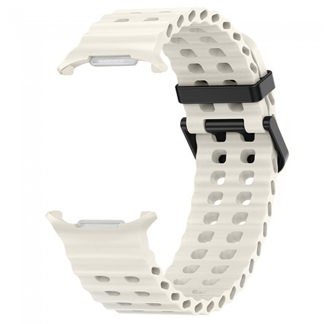 MARGOUN Silicone Sport Band Compatible with Samsung Galaxy Watch Ultra 2 (2026), No Gap Breathable Waterproof Replacement Strap for Men and Women - Starlight