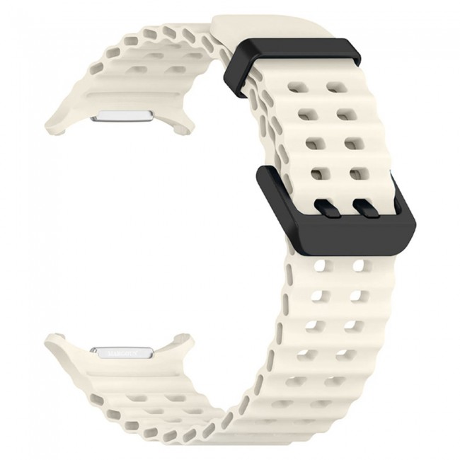 MARGOUN Silicone Sport Band Compatible with Samsung Galaxy Watch Ultra 2 (2026), No Gap Breathable Waterproof Replacement Strap for Men and Women - Starlight