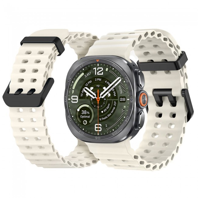 MARGOUN Silicone Sport Band Compatible with Samsung Galaxy Watch Ultra 2 (2026), No Gap Breathable Waterproof Replacement Strap for Men and Women - Starlight