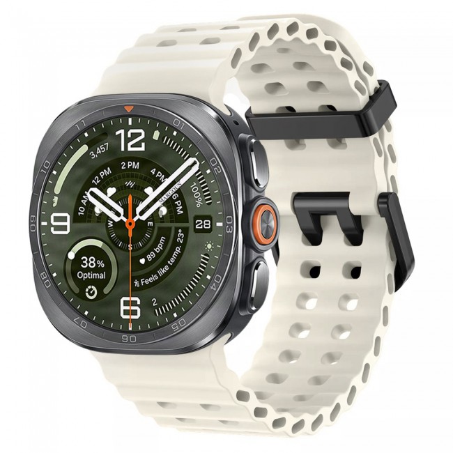 MARGOUN Silicone Sport Band Compatible with Samsung Galaxy Watch Ultra 2 (2026), No Gap Breathable Waterproof Replacement Strap for Men and Women - Starlight