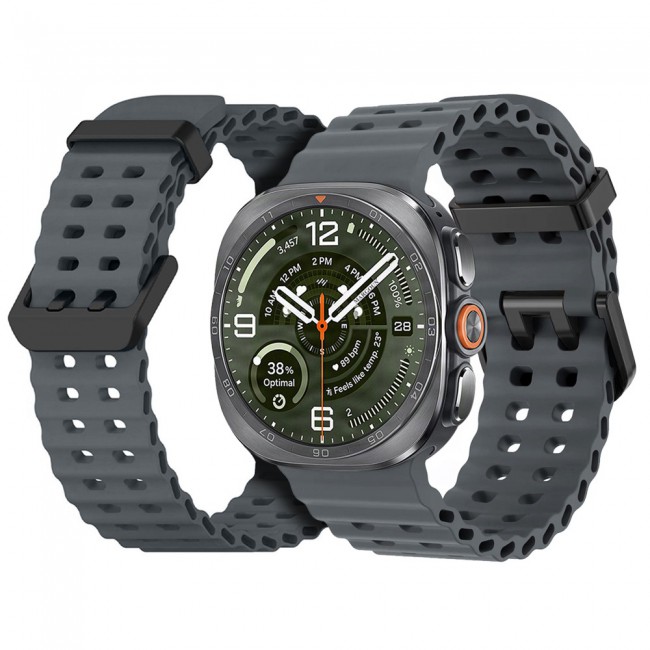 MARGOUN Silicone Sport Band Compatible with Samsung Galaxy Watch Ultra 2 (2026), No Gap Breathable Waterproof Replacement Strap for Men and Women - Dark Grey