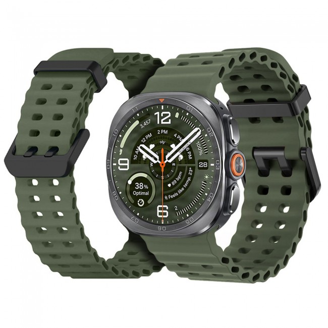 MARGOUN Silicone Sport Band Compatible with Samsung Galaxy Watch Ultra 2 (2026), No Gap Breathable Waterproof Replacement Strap for Men and Women - Army Green