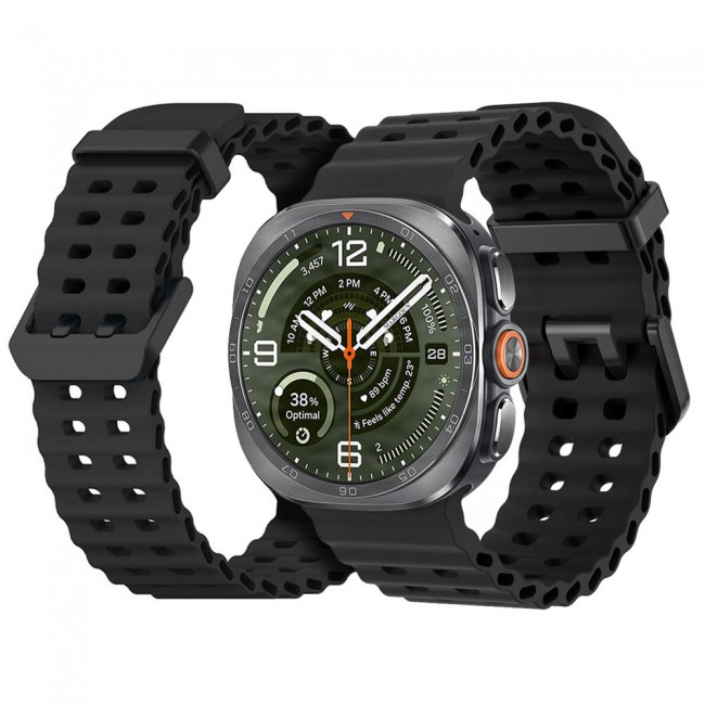 MARGOUN Silicone Sport Band Compatible with Samsung Galaxy Watch Ultra 2 (2026), No Gap Breathable Waterproof Replacement Strap for Men and Women - Black