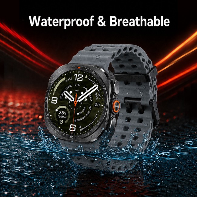 MARGOUN Silicone Sport Band Compatible with Samsung Galaxy Watch Ultra 2 (2026), No Gap Breathable Waterproof Replacement Strap for Men and Women - Dark Grey