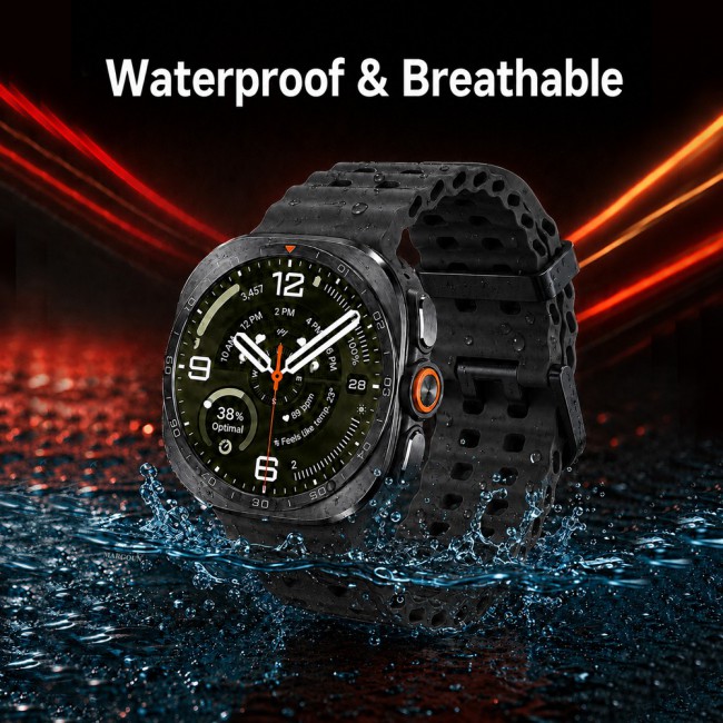 MARGOUN Silicone Sport Band Compatible with Samsung Galaxy Watch Ultra 2 (2026), No Gap Breathable Waterproof Replacement Strap for Men and Women - Black
